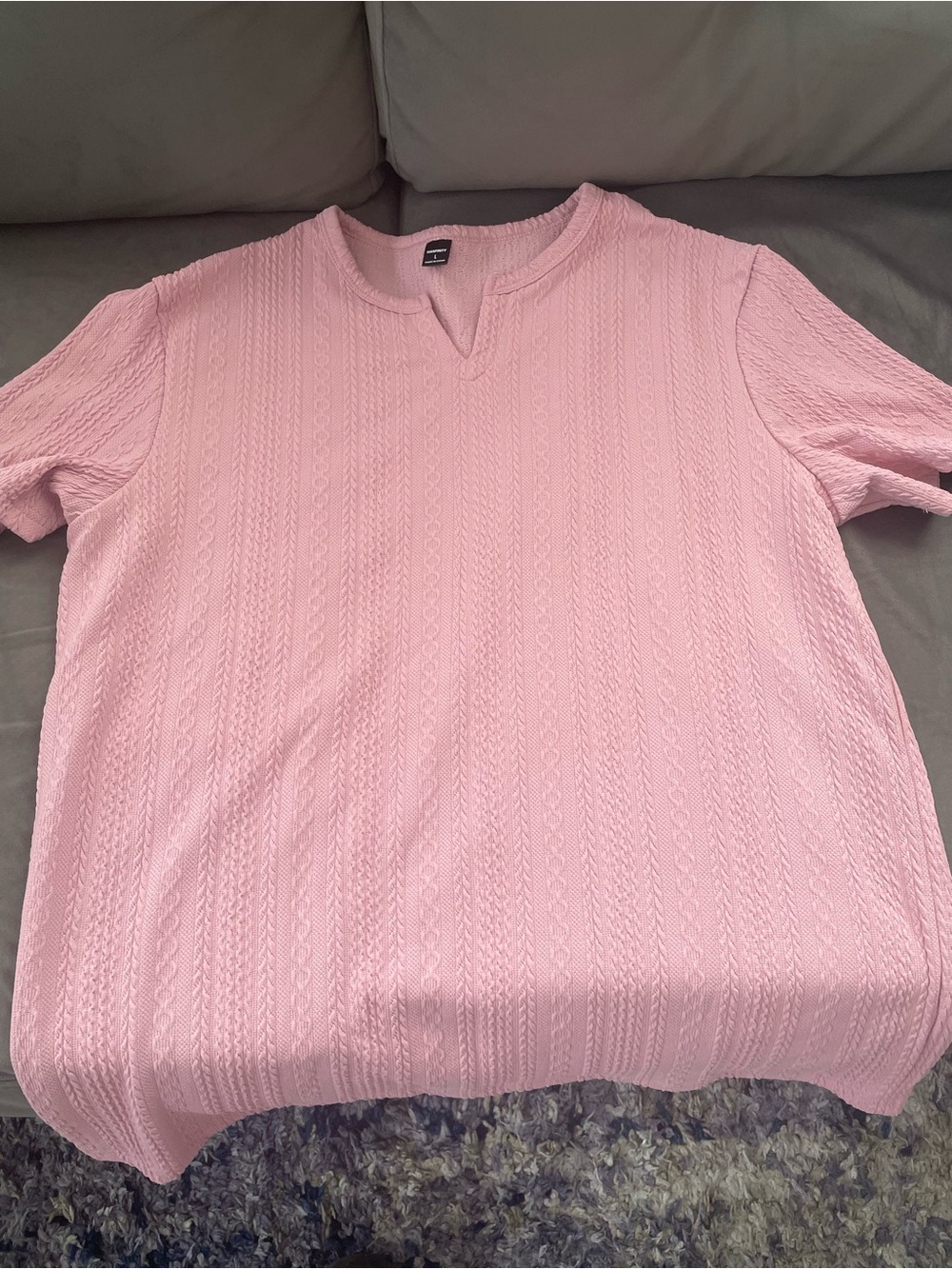 Light Pink Textured Short Sleeve Top